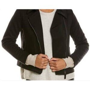 MAX STUDIO London Scuba Moto Jacket Cardigan Black Small 2707R20